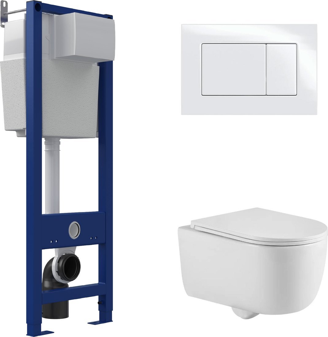 Унитаз подвесной Berges Wasserhaus Tornas Rimless + Atom 410 АТ-043331 (с кнопкой Atom белый)