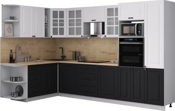 Готовая кухня Интерлиния Мила Деко 1.88x3.2 LV (черный/белый/дуб бунратти)