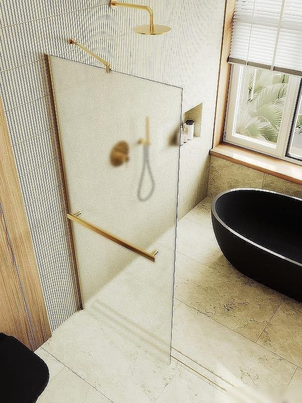 Душевая стенка MaybahGlass 99x195 MGD-1463-3ш (cатин cтекло/золото)