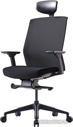 Офисное кресло Bestuhl J1 Black Pl с подголовником и подлокотником (черная сетка/черная ткань)