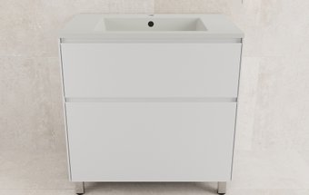Symbolite Тумба под умывальник Лима 80 Line Plus 2 ящика + Line 80x48 (белый матовый/жасмин)