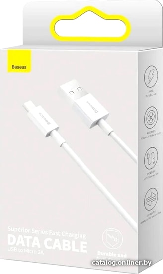 Кабель Baseus CAMYS-A02 USB Type-A - microUSB (2 м, белый)