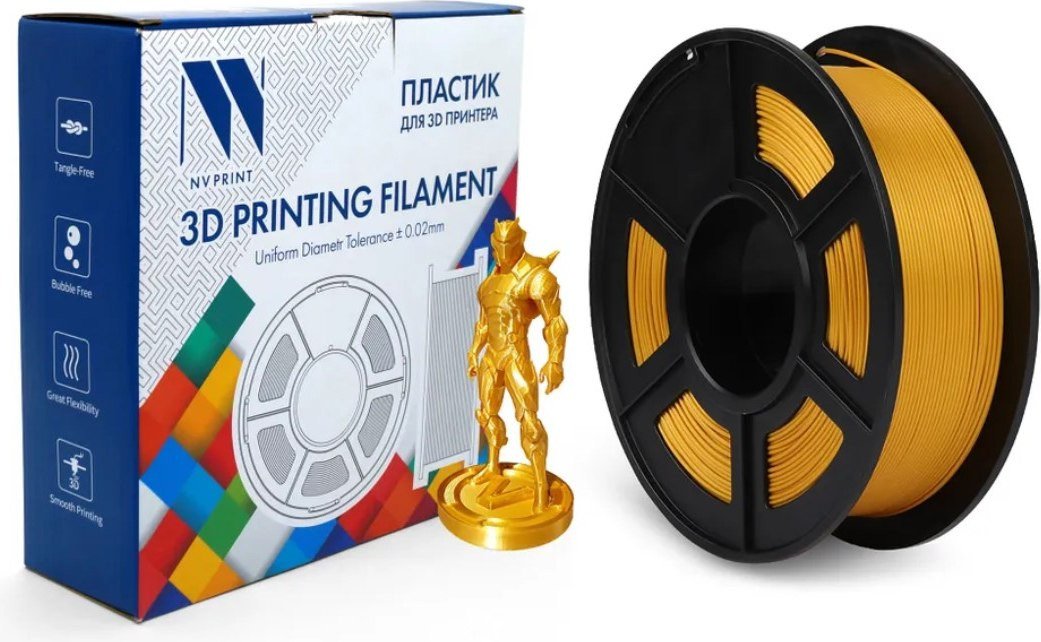 Пластик NV Print NV-3D-PLA-P-GOLD (1.75мм, 1 кг, золотой)
