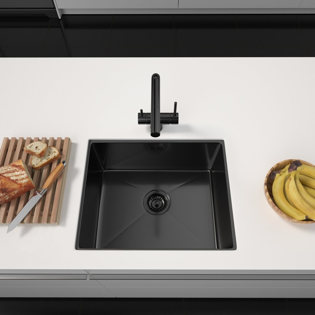 Кухонная мойка ARFEKA ECO AR 550*450 BLACK PVD NANO DECOR VOLCANIC ROCK