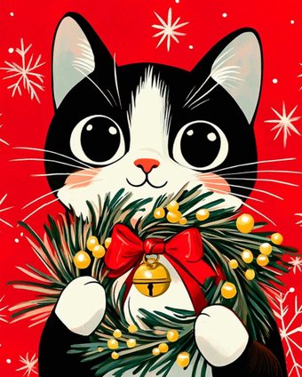 Алмазная мозаика Феникс+ Кот с венком 70840