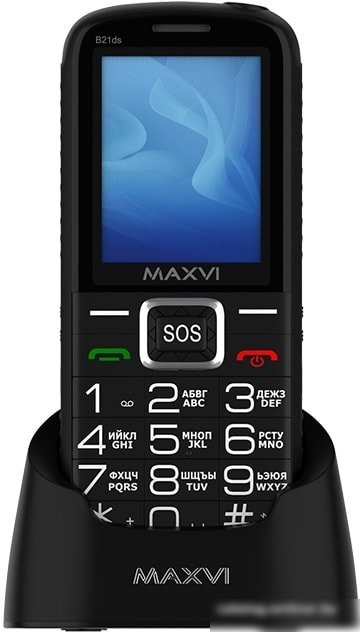 Кнопочный телефон Maxvi B21ds (черный)