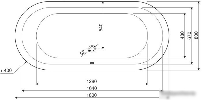 Ванна Cezares Metauro Central 180x80