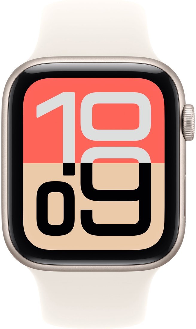 Умные часы Apple Watch SE 3 44 мм (алюминиевый корпус, звездный свет/звездный свет, спортивный силиконовый ремешок S/M)