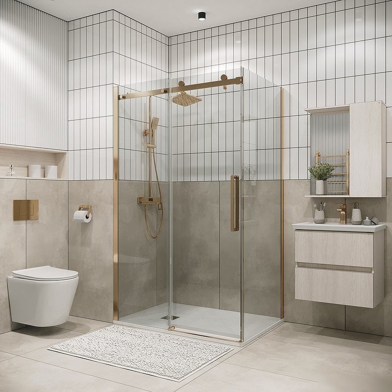 Душевой уголок Grossman Classic 100x90x195 120.K33.04.1090.32.00 (золото сатин/стекло прозрачное)