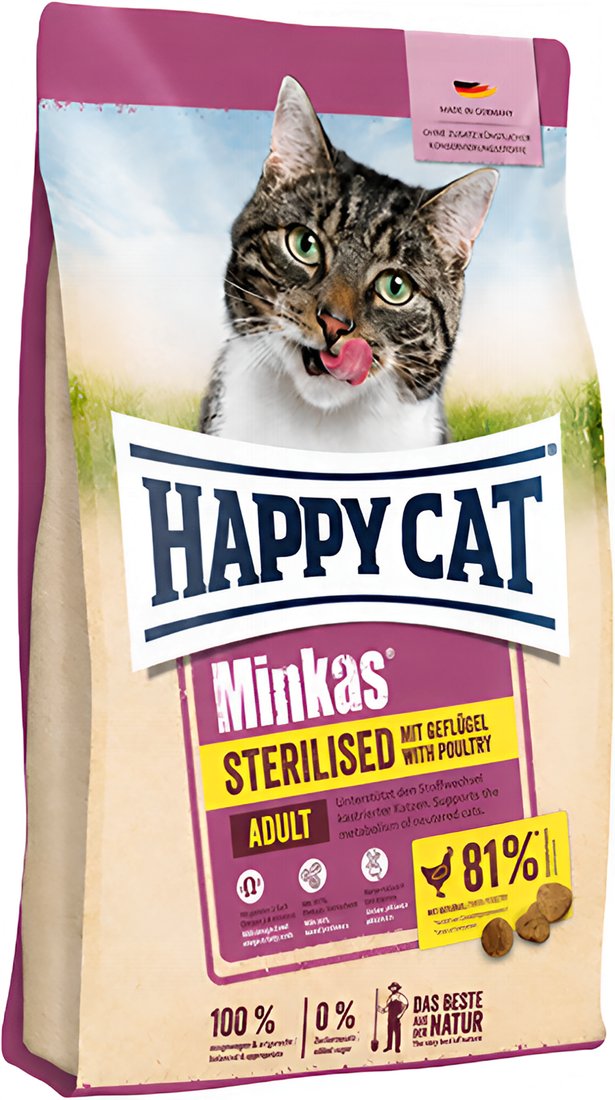 Сухой корм для кошек Happy Cat Minkas Sterilised Adult домашняя птица 4 кг