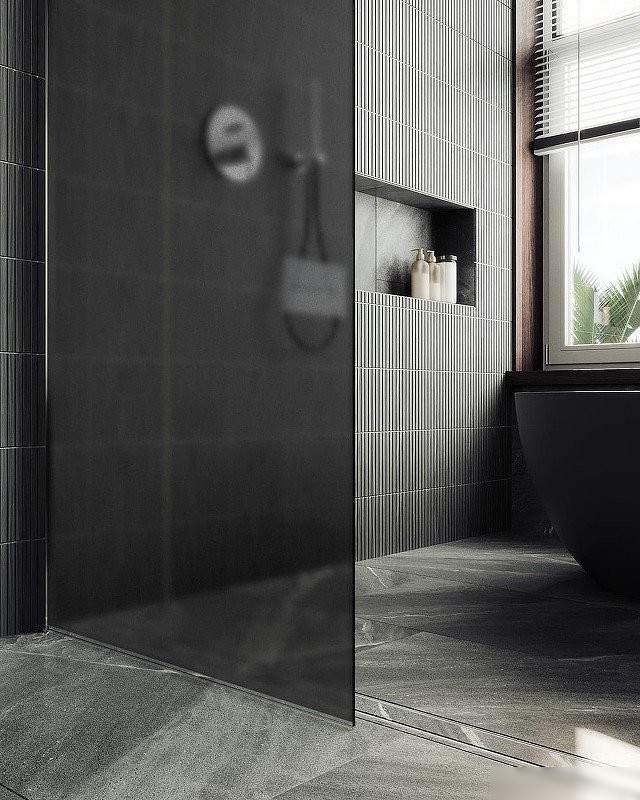 Душевая стенка MaybahGlass 99x195 MGD-1356-5ш (графитовое матовое стекло/хром матовый)