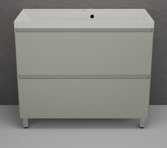 Symbolite Тумба под умывальник Манхэттен 100 Plus 2 ящика + Line 100x48 (олива/жасмин)