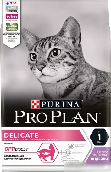 Сухой корм для кошек Pro Plan Delicate Adult OptiRenal с индейкой 3 кг