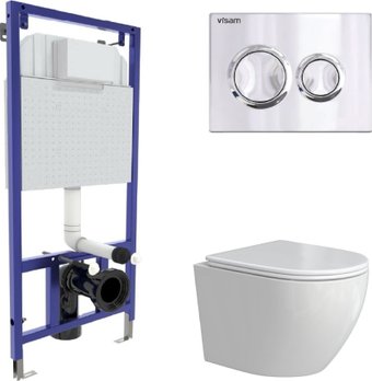 Унитаз подвесной Berges Wasserhaus Okus Rimless + Visam Slim 525 EX-043389 (с сиденьем)