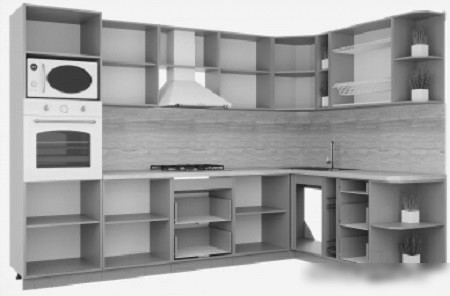 Готовая кухня Интерлиния Мила Деко 1.88x3.0 правая (пепел-опал светлый)