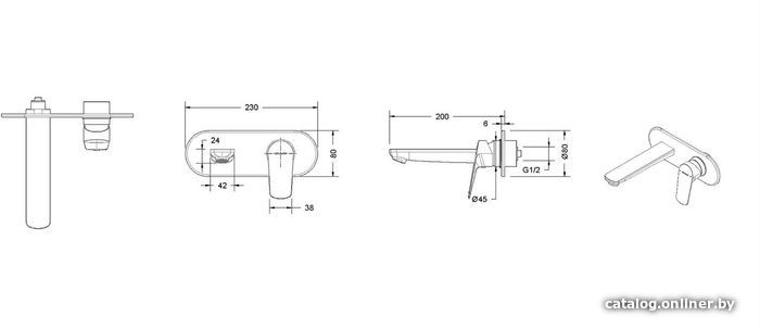 Смеситель без скрытого механизма Bravat P8429564BW-ENG