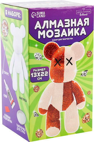 Набор для создания поделок/игрушек Школа талантов Алмазная мозаика на фигурке. Медведь 10225407 (бежевый/коричневый)
