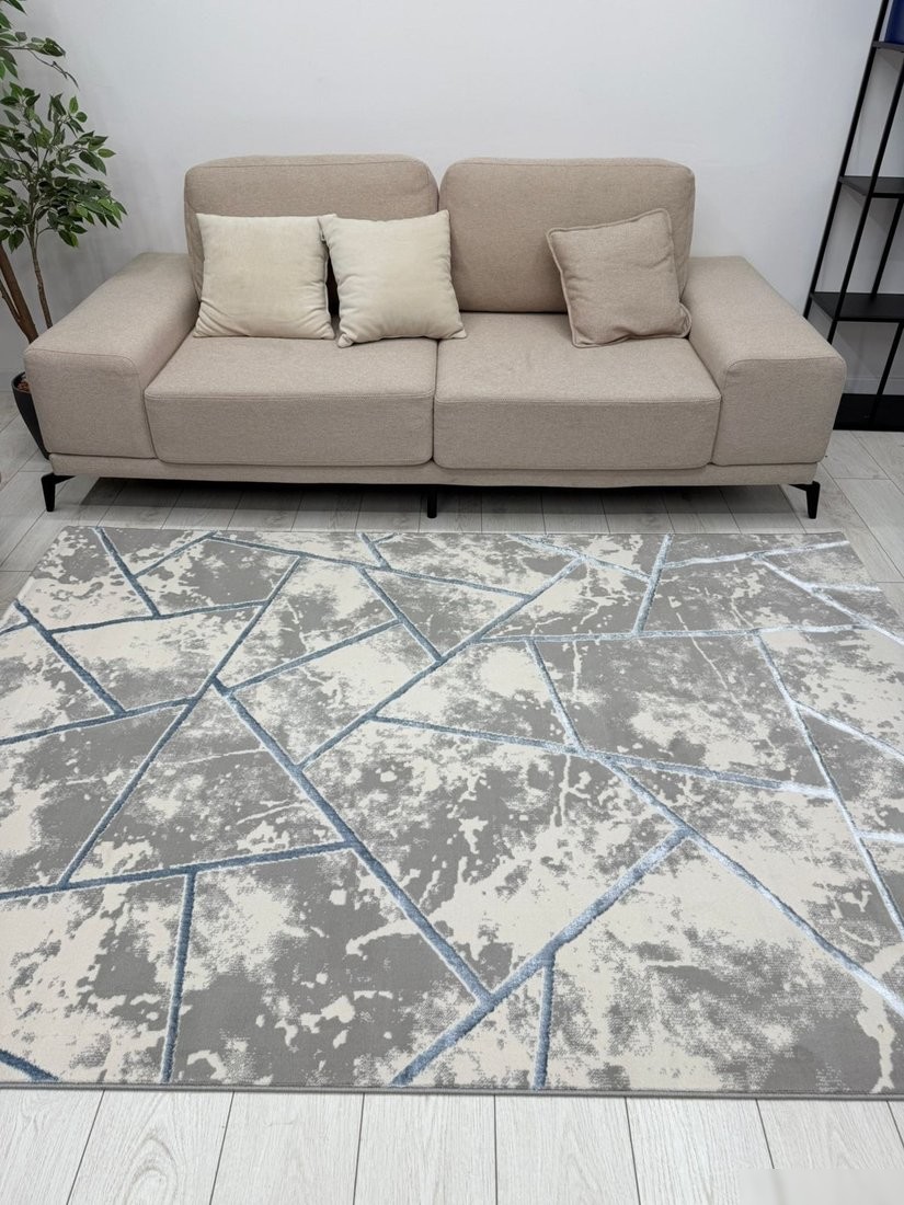 Ковер для жилой комнаты Radjab Carpet Амальфи Прямоугольник 01518B (2.4x3.4, C.Grey/L.Bule)