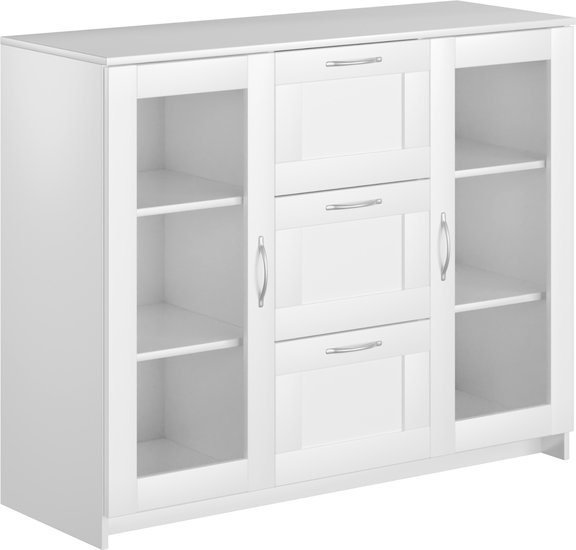Комод Mio Tesoro Сириус 2 двери со стеклом и 3 ящика 117x95 2.02.03.380.1 (белый)