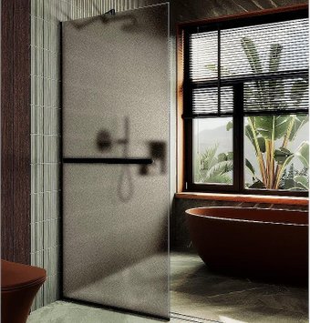 Душевая стенка MaybahGlass 99x195 MGD-1460-6у (бронзовое матовое стекло/черный)
