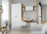 Шкаф распашной Горизонт Лайт 900 (белый/крафт золотой)