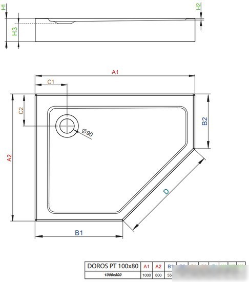 Душевой поддон Radaway Doros PT E Compact 100x90 L