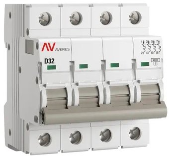 Выключатель автоматический EKF Averes AV-6 4P 32A (D) 6kA