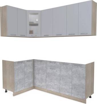 Готовая кухня Интерлиния Мила 12x20 без столешницы (серебристый/бетон)