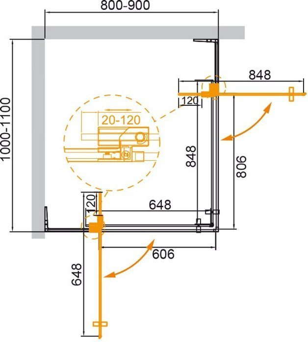 Душевой уголок Cezares SLIDER-AH-2-80/90-100/110-BR-BORO