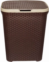 Корзина ВиолетПласт для белья 40 л с крышкой Ротанг (коричневый)