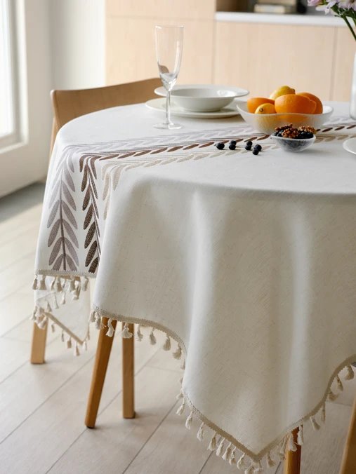 Скатерть Home One Linen Twigs 140x140 436214 (бежевый)