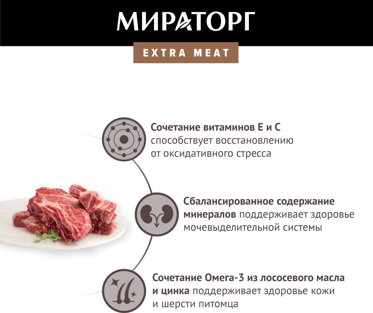 Консервированный корм для собак Мираторг Extra Meat для взр. мелких пород говядина в соусе 85 г