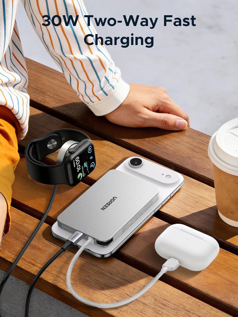 Внешний аккумулятор Ugreen Magflow Air Qi2 15W PB570 75983B 10000mAh (белый)