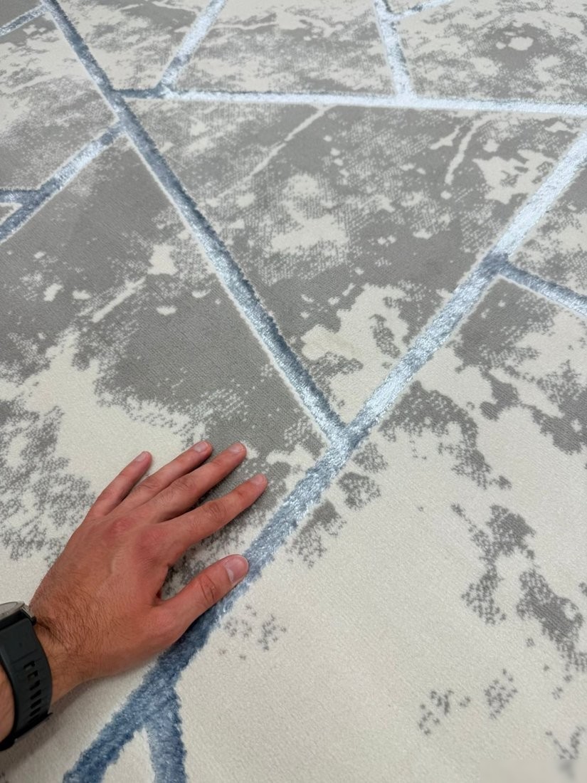 Ковер для жилой комнаты Radjab Carpet Амальфи Прямоугольник 01518B (2.4x3.4, C.Grey/L.Bule)