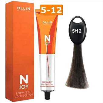 Крем-краска Ollin Professional N-Joy Color Cream 5/12 светлый шатен пепельно-фиолетовый 100 мл