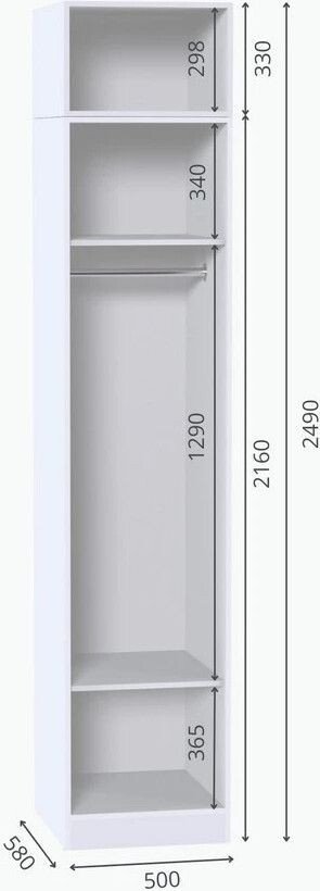 Шкаф-пенал Интермебель МР-22 580.1 зеркало (шиншилла серая)