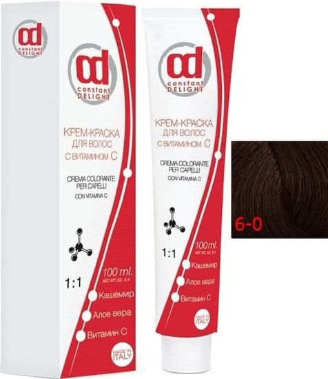 Крем-краска для волос Constant Delight Crema Colorante с витамином С 6/0 темно-русый натуральный