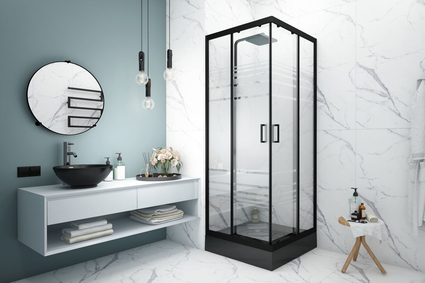 Душевой уголок Метакам City Trend Black 90x90x185 (без поддона)