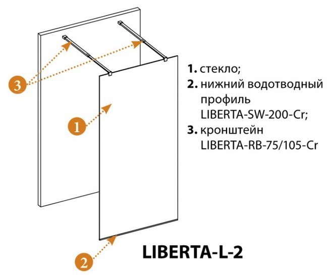 Душевая стенка Cezares LIBERTA-L-2-120-GR-Cr