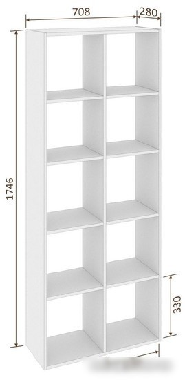 Стеллаж Кортекс-мебель Дельта-10 км.02539 71x175 (дуб сонома)