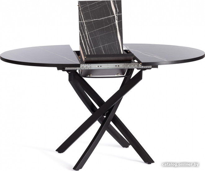 Кухонный стол TetChair Manzana 100x100+30x75 (мрамор черный/черный)