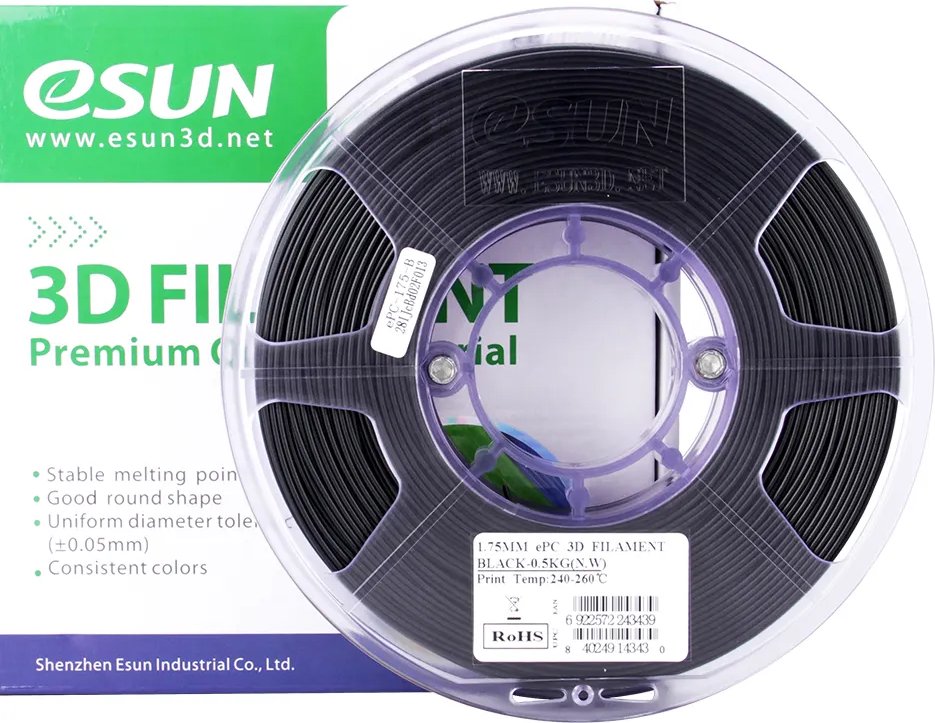 Пластик eSUN PС PC175B05TW1 (1.75мм, 500г, черный)