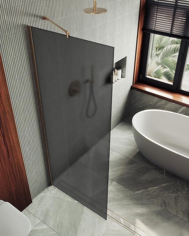 Душевая стенка MaybahGlass 99x195 MGD-1356-2ш (графитовое матовое стекло/бронза)