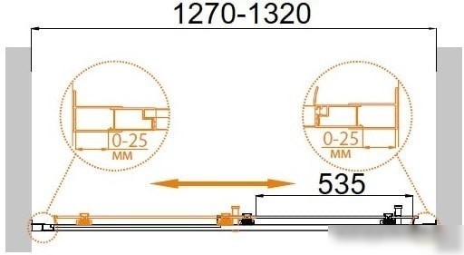 Душевая дверь Cezares Molveno-BF-1-130-P-Cr-IV