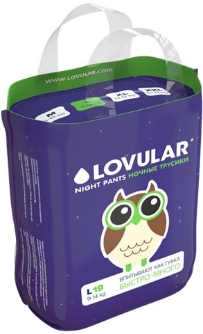 Трусики-подгузники Lovular Night M 6-10 кг 21 шт
