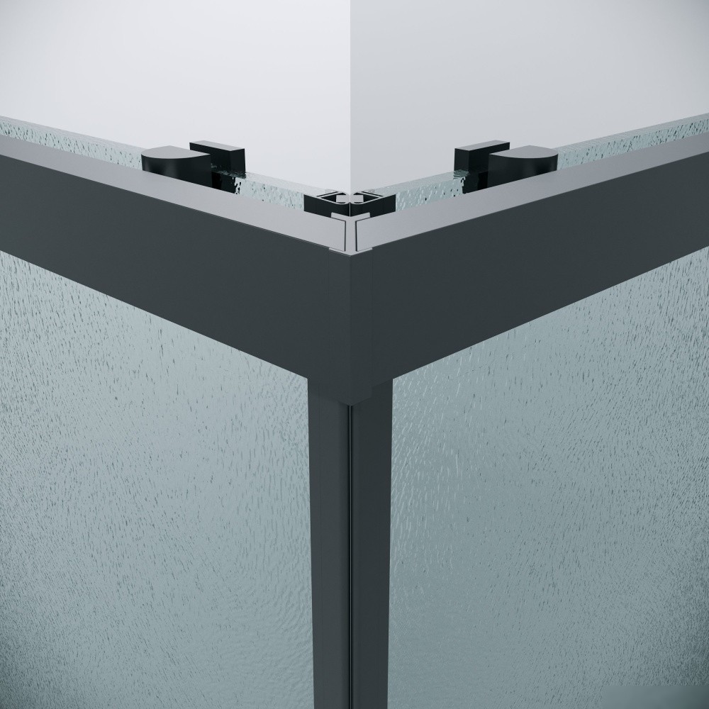 Душевой уголок Grossman Cosmo 90x90x195 300.K33.02.9090.21.02 (черный матовый/шиншилла стекло)