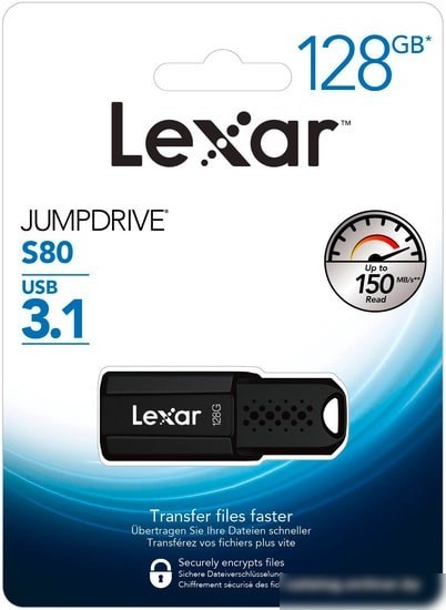 USB Flash Lexar JumpDrive S80 128GB (черный)