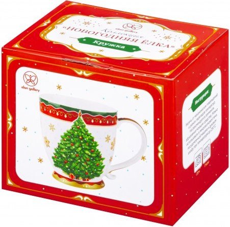 Кружка Elan Gallery Новогодняя елка 420682 (красный/узор New Bone China)