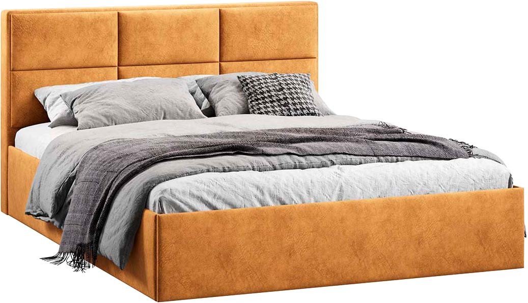 Кровать Трия Стелла Тип 1 c ПМ и заглушиной 160x200 (микровелюр Wellmart Yellow)