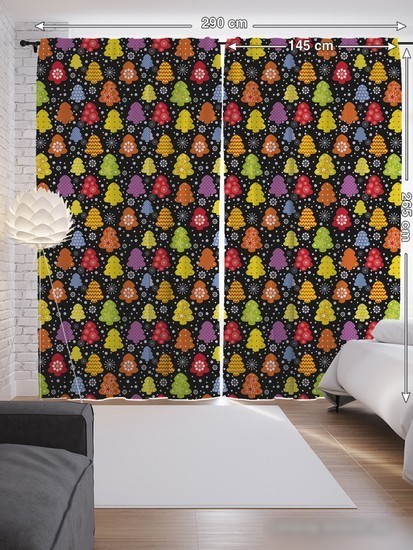 Комплект штор JoyArty Разноцветные елки 1.45x2.65 м p_53119_145x265 (2 шт)
